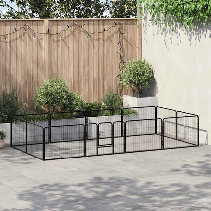 Dog Playpen 12 Panels Steel 31.5"x23.6" Black