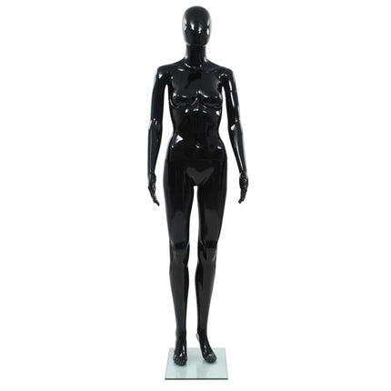 Full Body Female Mannequin with Glass Base Glossy Black 68.9