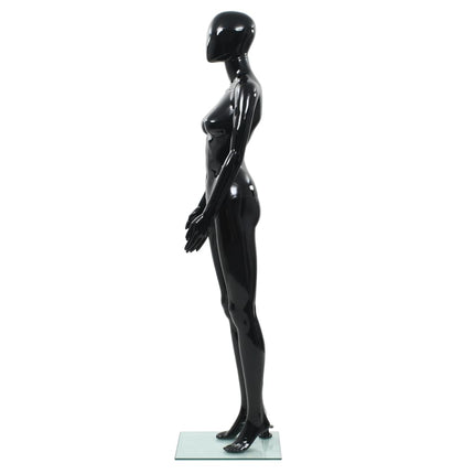 Full Body Female Mannequin with Glass Base Glossy Black 68.9