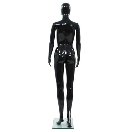 Full Body Female Mannequin with Glass Base Glossy Black 68.9