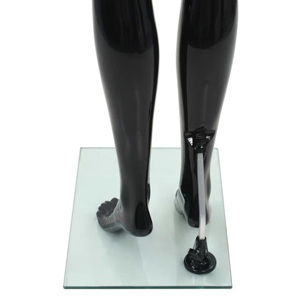 Full Body Female Mannequin with Glass Base Glossy Black 68.9