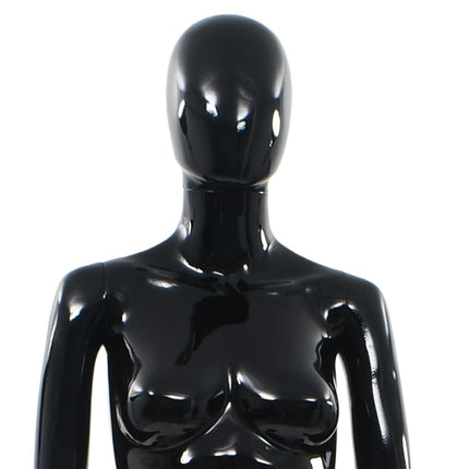 Full Body Female Mannequin with Glass Base Glossy Black 68.9