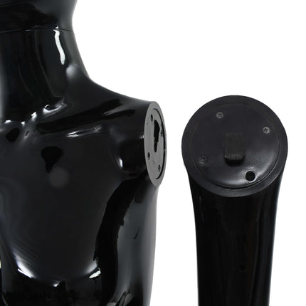 Full Body Female Mannequin with Glass Base Glossy Black 68.9