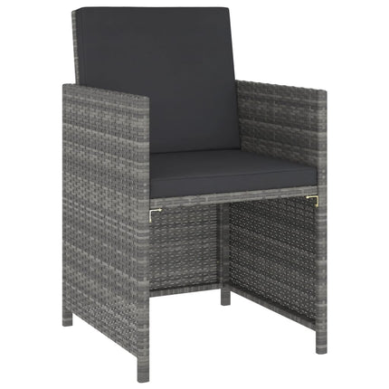 6 Piece Patio Dining Set with Cushions Poly Rattan Gray