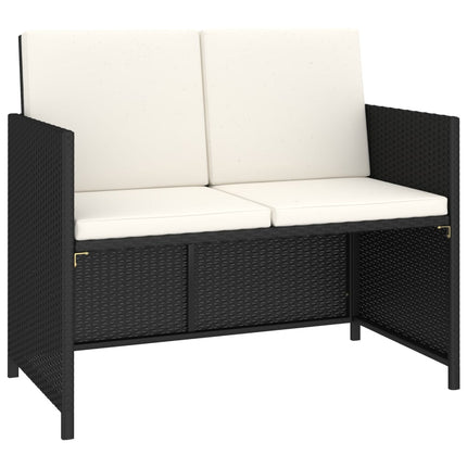 6 Piece Patio Dining Set Poly Rattan and Acacia Wood Black