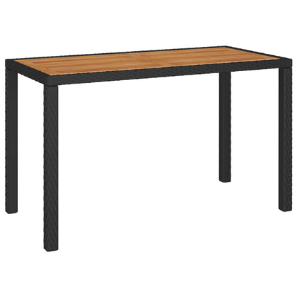 6 Piece Patio Dining Set Poly Rattan and Acacia Wood Black