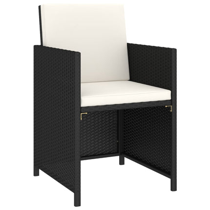 6 Piece Patio Dining Set Poly Rattan and Acacia Wood Black