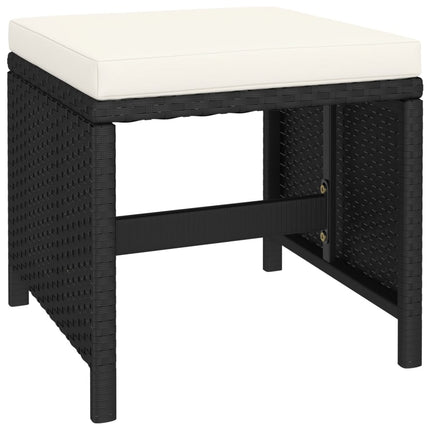6 Piece Patio Dining Set Poly Rattan and Acacia Wood Black