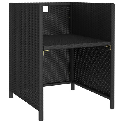 6 Piece Patio Dining Set Poly Rattan and Acacia Wood Black