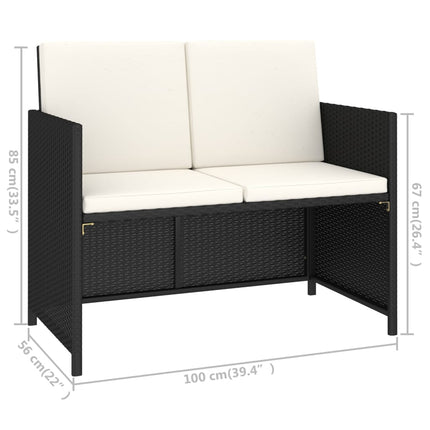 6 Piece Patio Dining Set Poly Rattan and Acacia Wood Black