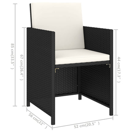 6 Piece Patio Dining Set Poly Rattan and Acacia Wood Black