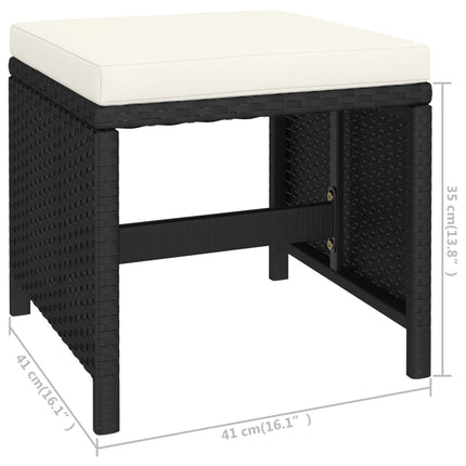6 Piece Patio Dining Set Poly Rattan and Acacia Wood Black