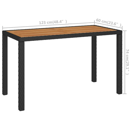6 Piece Patio Dining Set Poly Rattan and Acacia Wood Black