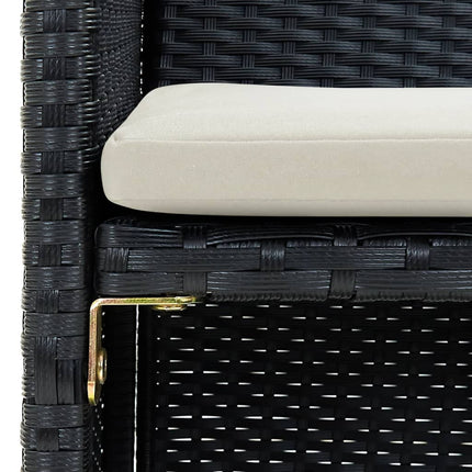 2 Seater Patio Sofa with Cushions Black Poly Rattan