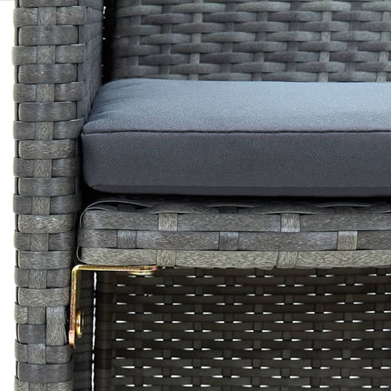 2 Seater Patio Sofa with Cushions Gray Poly Rattan