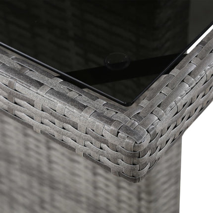 Patio Table 94.5"x35.4"x29.1" Poly Rattan and Glass