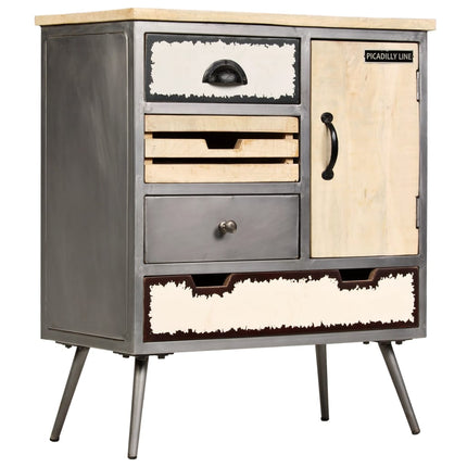 Sideboard Solid Mango Wood and Steel 25.6"x13"x29.9