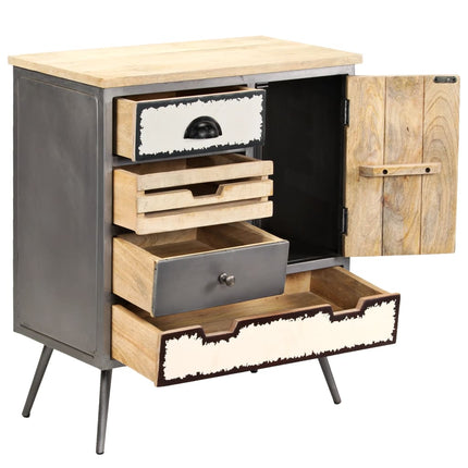 Sideboard Solid Mango Wood and Steel 25.6"x13"x29.9