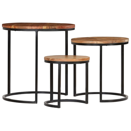 Coffee Table Set 3 Pieces Solid Acacia Wood