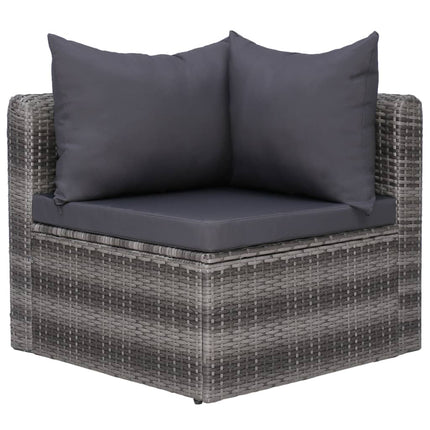 5 Piece Patio Sofa Set with Cushions & Pillows Poly Rattan Gray