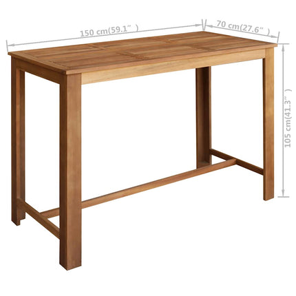 Bar Table Solid Acacia Wood 59.1"x27.6"x41.3