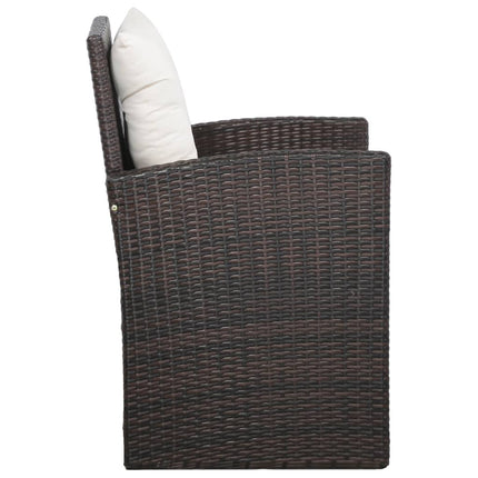 5 Piece Patio Lounge Set with Cushions Poly Rattan Brown