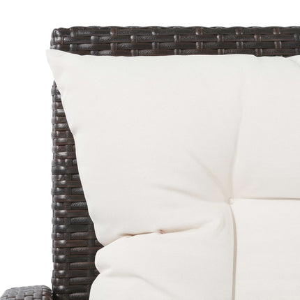 5 Piece Patio Lounge Set with Cushions Poly Rattan Brown