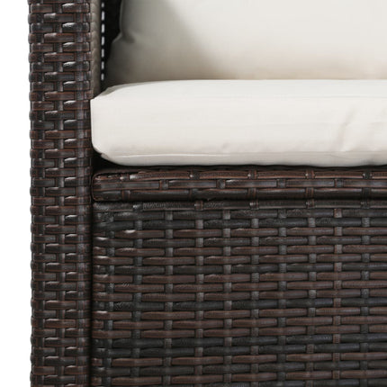 5 Piece Patio Lounge Set with Cushions Poly Rattan Brown