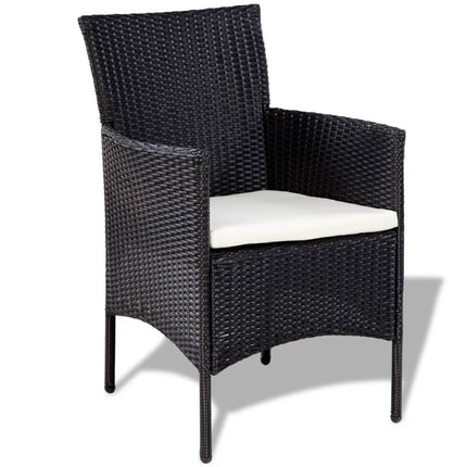 4 Piece Patio Lounge Set with Cushions Poly Rattan Black