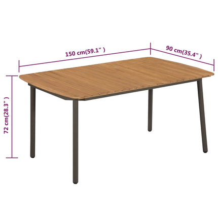 Patio Table 59"x35.4"x28.3" Solid Acacia Wood and Steel