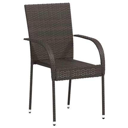 Stackable Patio Chairs 2 pcs Poly Rattan Brown