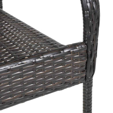 Stackable Patio Chairs 2 pcs Poly Rattan Brown