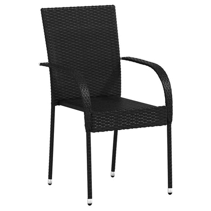 Stackable Patio Chairs 2 pcs Poly Rattan Black