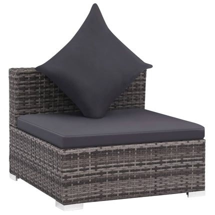 7 Piece Patio Lounge Set with Cushions Poly Rattan Gray