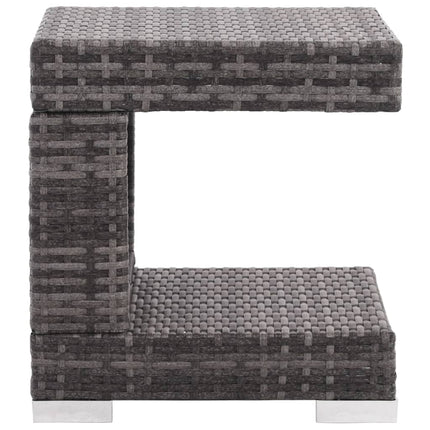 7 Piece Patio Lounge Set with Cushions Poly Rattan Gray