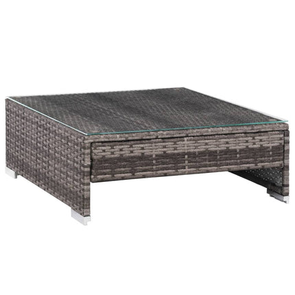 7 Piece Patio Lounge Set with Cushions Poly Rattan Gray
