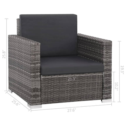 12 Piece Patio Lounge Set with Cushions Poly Rattan Gray