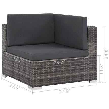 12 Piece Patio Lounge Set with Cushions Poly Rattan Gray