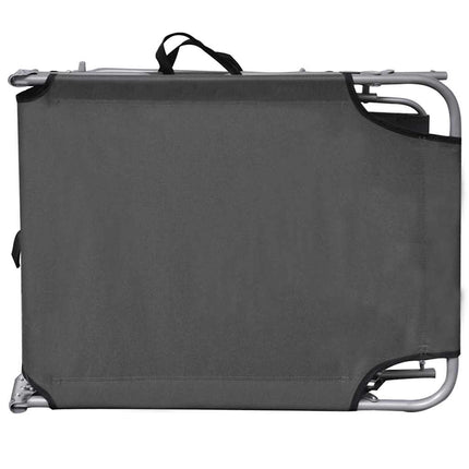 Folding Sun Lounger with Canopy Steel Gray