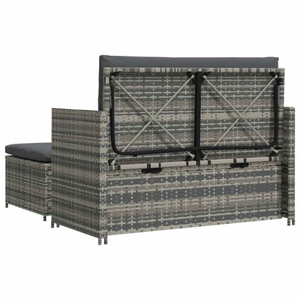 2 Piece Patio Lounge Set with Cushions Poly Rattan Gray