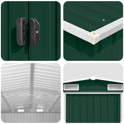 Garden Shed 101.2"x154.3"x71.3" Metal Green