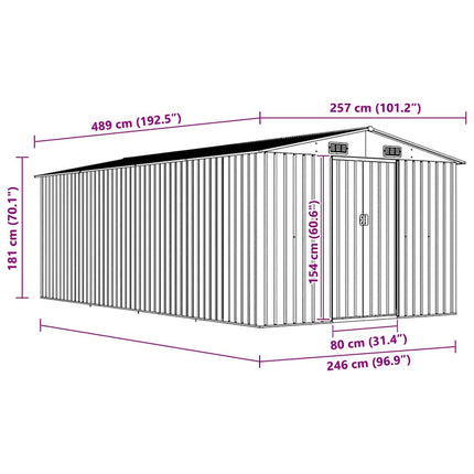 Garden Shed 101.2"x192.5"x71.3" Metal Anthracite
