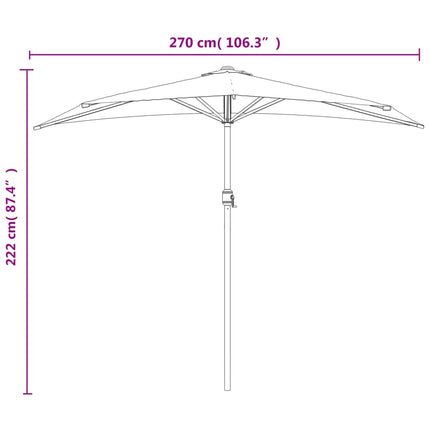 Garden Parasol with Aluminum Pole Sand 106.3"x56.7" Half