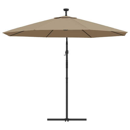Cantilever Garden Parasol with LED Lights and Steel Pole 118.1" Taupe