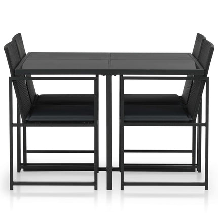 5 Piece Patio Dining Set with Cushions Poly Rattan Black