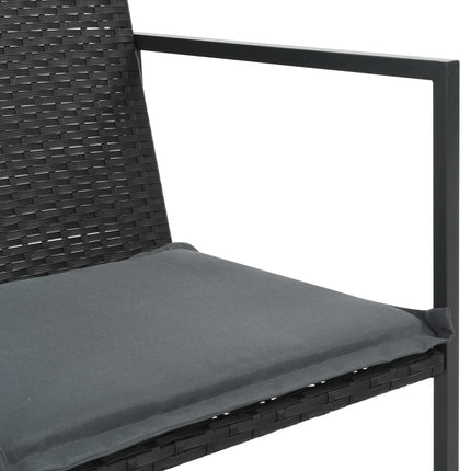 5 Piece Patio Dining Set with Cushions Poly Rattan Black