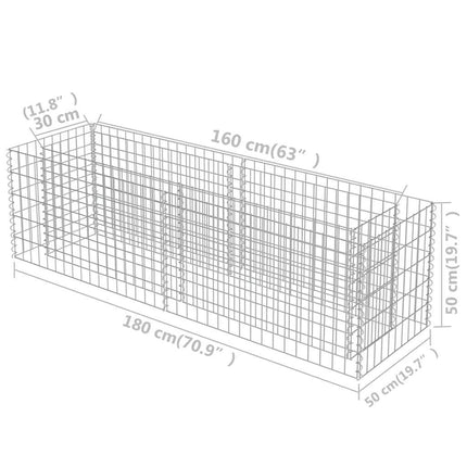 Gabion Raised Bed Galvanized Steel 70.9"x19.7"x19.7