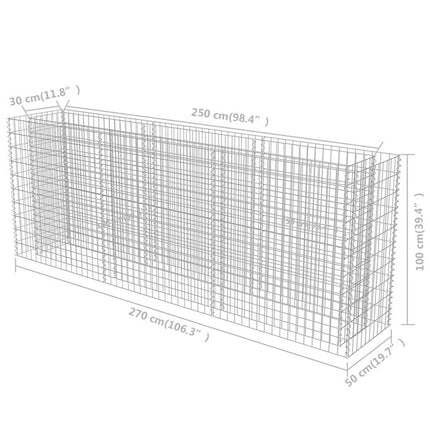 Gabion Raised Bed Galvanized Steel 106.3"x19.7"x39.4