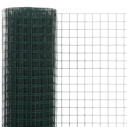 Chicken Wire Fence Steel with PVC Coating 32.8'x4.9'Green