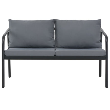 2 Seater Patio Sofa with Cushions Gray Aluminum